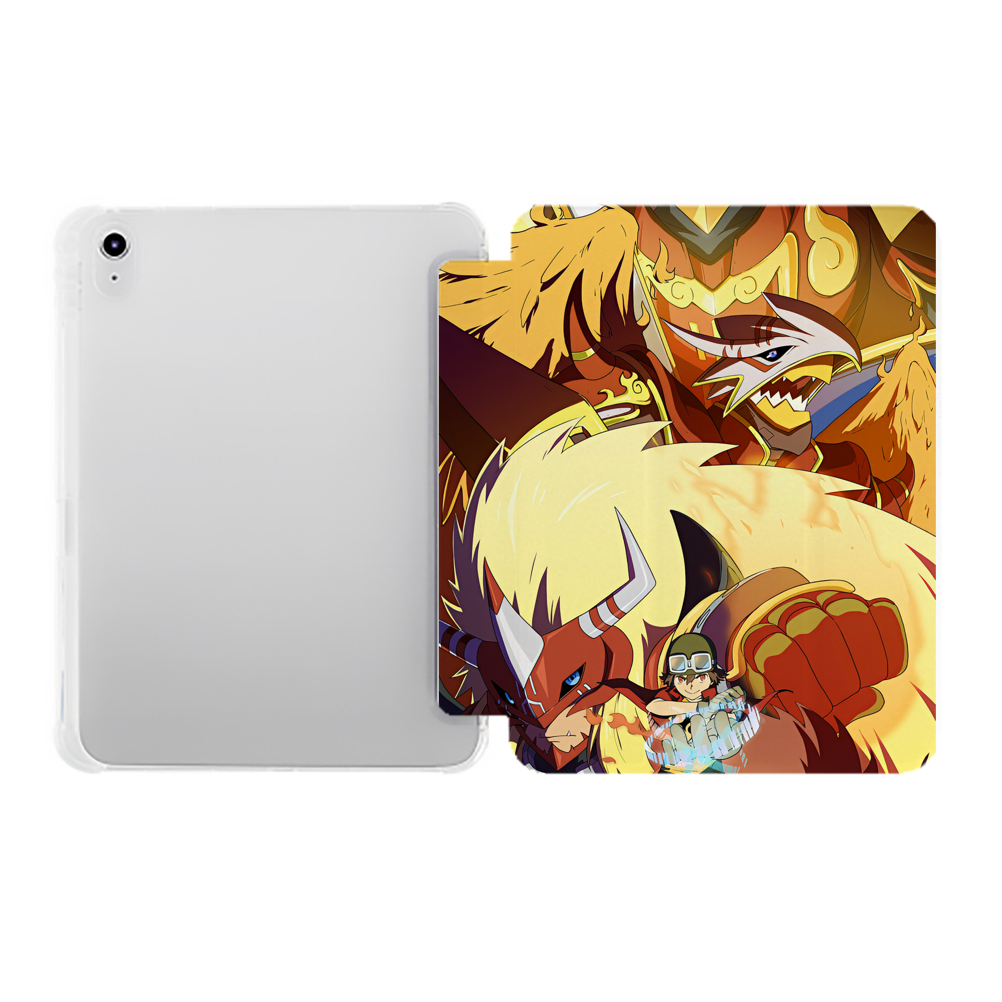 （画像用） Digimon デジタルモンスター/デジモン IPad ケース ペン収納付き 三つ折りスタンド PUレザー×シリコン 対応機種9.5/10.5/10.9インチ